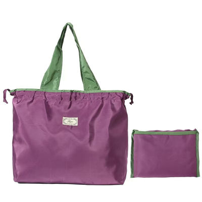 Foldable Reusable Grocery Tote Bag, Drawstring Shoulder Handbag, Lightweight Travel Storage Bag for Supermarket Shopping, Outdoor & Daily Use(Purple)