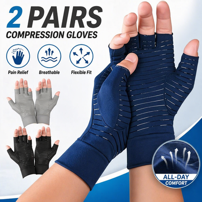 Compression Copper Arthritis Gloves Hand Wrist Brace Finger Pain Relief Support(Gray/Black)