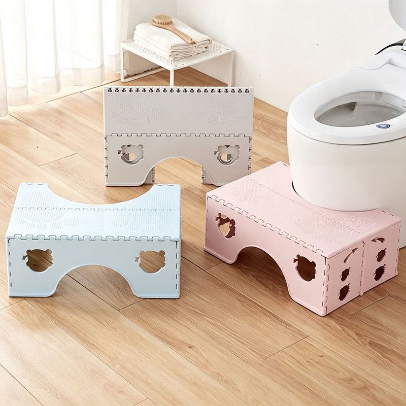 Foldable Toilet Stool, Non‑Slip Bathroom Potty Step Stool for Adults & Kids, Portable Squat Stool for Better Posture(Off-white)