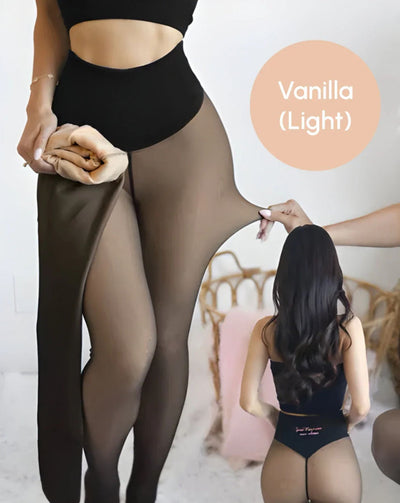Seamless Vanilla Lined Warm Tights as Pants, Plus Size 2XL/3XL with Flat Seam Technology, Ultra-Soft Thermal Base Layer for Cold Winter Days and Lounge Wear