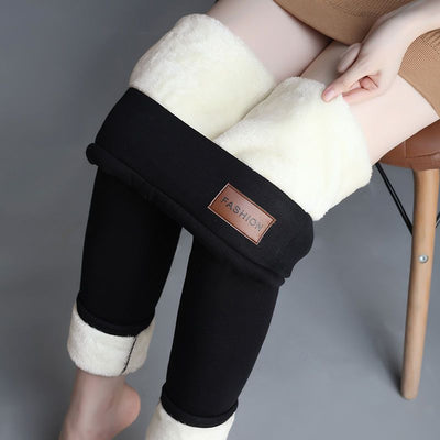 Black Sherpa Fleece Lined High Waist Winter Leggings for Women, Thick Cashmere Feel Thermal Pants with Stretchy Fit, Perfect for Cold Weather Size S