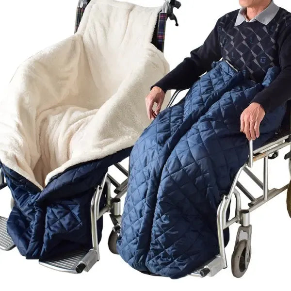 Lightweight Thickened Wheelchair Blanket with Plaid Outer Fabric, Windproof Warm Berber Fleece Lining for Legs and Waist, Half-Wrapped Style for Mobility