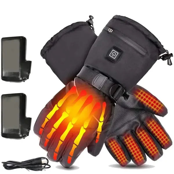 Rechargeable Heated Mittens Gloves with 4000mAh Lithium Battery, 3 Temperature Settings 30-45°C, Water-Repellent Touchscreen Compatible Size L