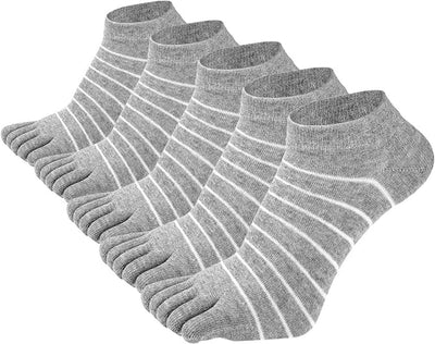 Women's Cotton Toe Socks 5 Pairs for Yoga Running, Five Finger Design Reduces Friction and Blisters, Breathable Moisture-Wicking Low-Cut Athletic Socks
