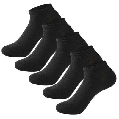 Black Bamboo Socks 5-Pack with Comfort Elastic, Soft Breathable 95% Bamboo 5% Spandex, Naturally Antibacterial Moisture-Wicking for Men and Women EU 38-44