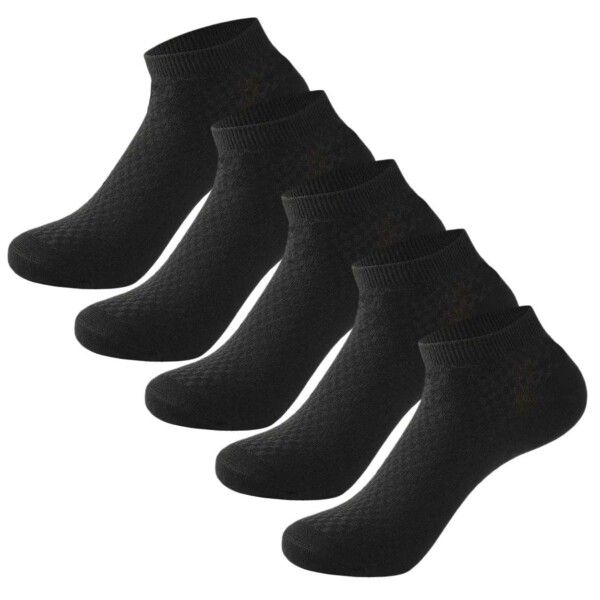 Black Bamboo Socks 5-Pack with Comfort Elastic, Soft Breathable 95% Bamboo 5% Spandex, Naturally Antibacterial Moisture-Wicking for Men and Women EU 38-44