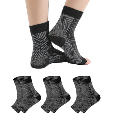 Black Neuropathy Socks 3 Pairs L/XL, Soothing Compression for Neuropathy Pain Tendinitis Plantar Fasciitis, Breathable Thermal Nylon with Ankle Support and Recovery