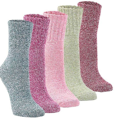 Women's Super Thick Wool Winter Socks 5 Pairs, Warm Soft Cushioned Knit for Cold Weather, Assorted Bright Colors Fit US 5-9, Great Gift for Christmas and Hiking
