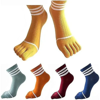 Cotton Crew Five Finger Toe Socks 5-Pack for Men Women Running Training, 80% Cotton 16% Spandex Breathable, Prevents Blisters and Moisture for Sports and Daily