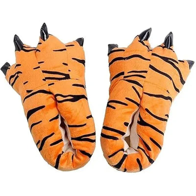 Unisex Animal Paw Clog Slippers Chicken Bird Foot Cow Tiger Giraffe Design, Soft Fleece Lined Non-Slip Sole, Size L 40-45 for Fun Halloween Party and Home Wear