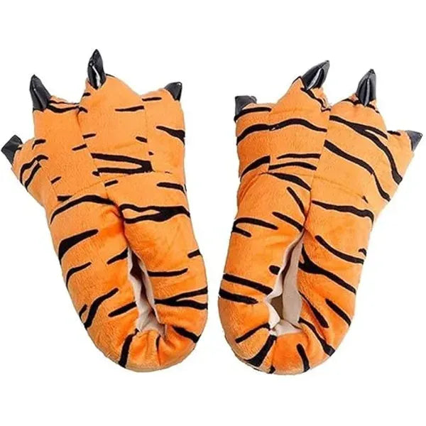 Unisex Animal Paw Clog Slippers Chicken Bird Foot Cow Tiger Giraffe Design, Soft Fleece Lined Non-Slip Sole, Size L 40-45 for Fun Halloween Party and Home Wear