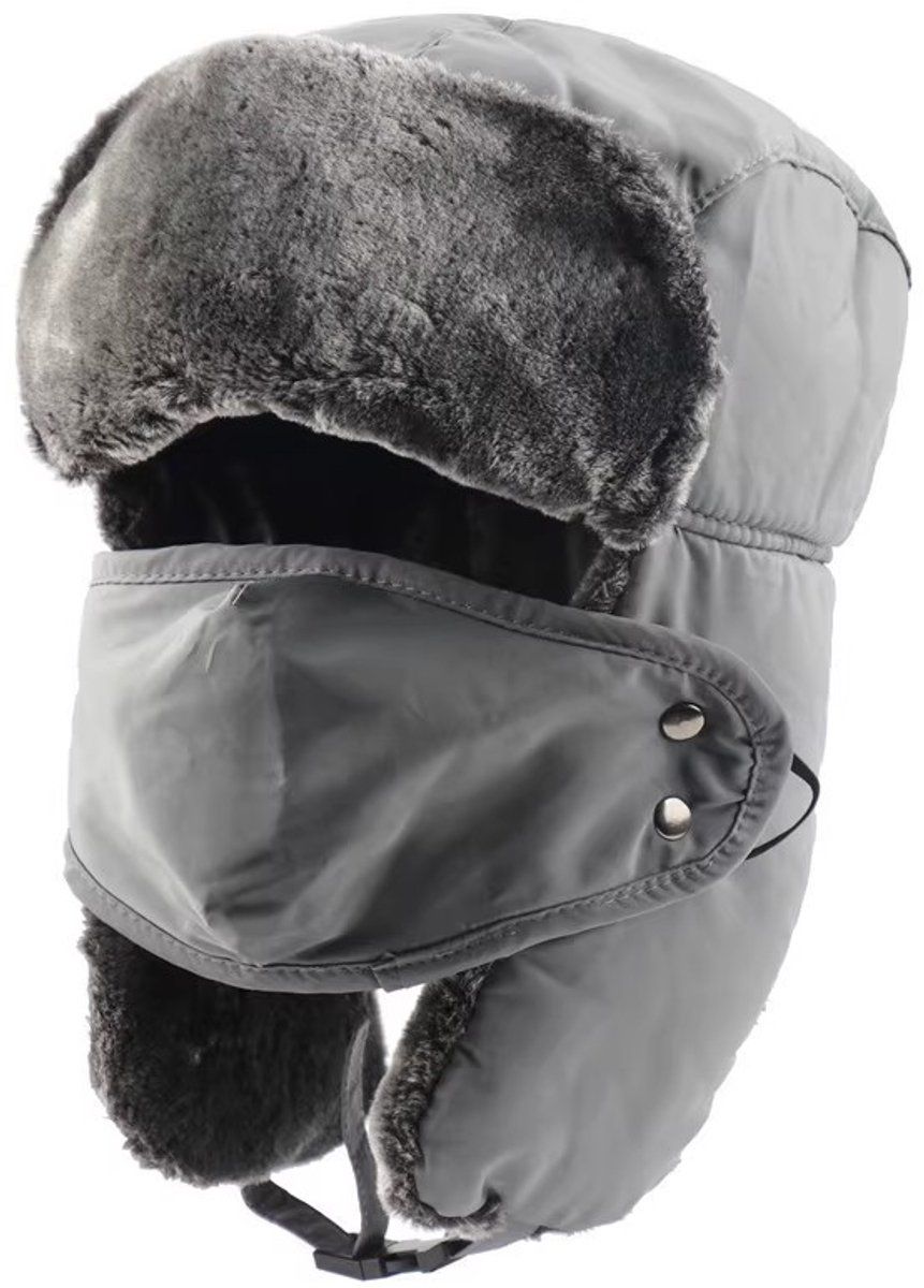 Winter Hat, Pilot Hat, Ushanka, Russian Hat, With Ear Flaps, for Cold Weather, Travel and Daily Winter Wear, 56-59 cm, Grey