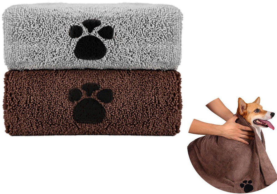 2 Pieces, Microfiber Dog Towel, Dog towels, Microfiber towel, Pet towel, for Daily Pet Care and Home Use, 100 x 50 cm, Brown, Grey