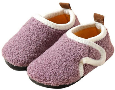 Children's Cotton Slippers, Non-Slip Warm House Slippers with Soft Lining for Indoor Winter Wear, Size 30/31, Inner Length 17.5 cm, Purple