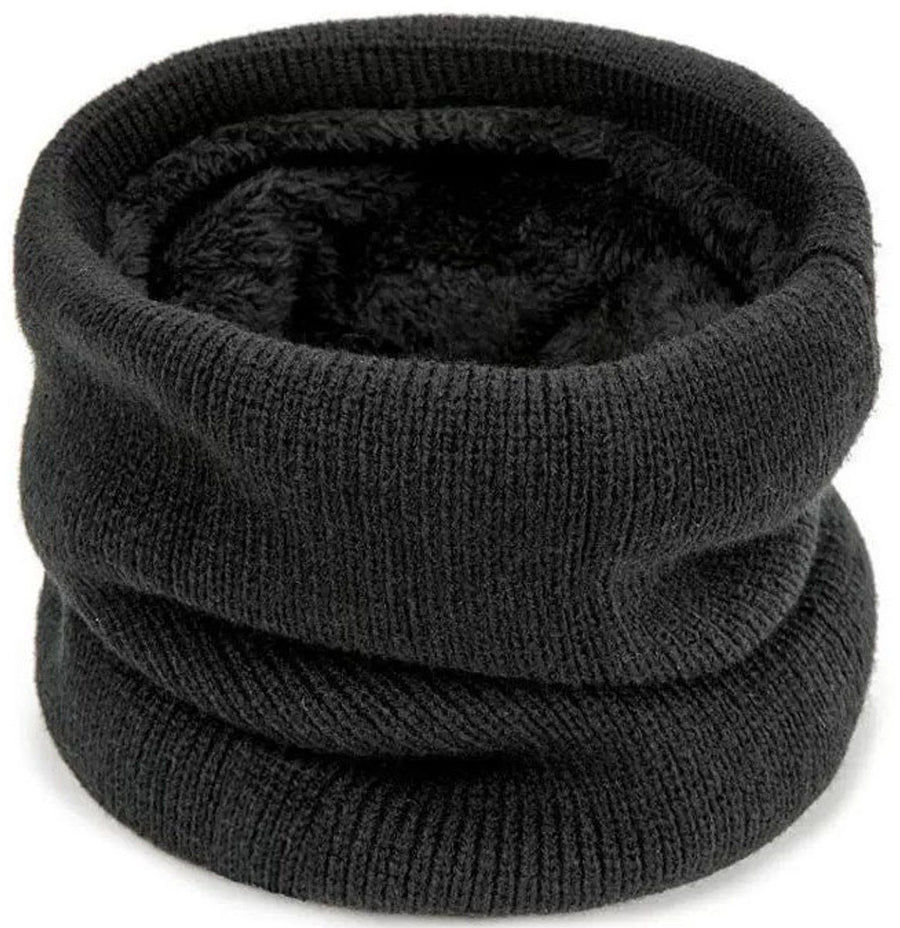 Thermal Neck Warmer, Fleece Scarf, Luxury Knitted Scarf, Cycling Scarf, for Cold Weather, Travel and Daily Winter Wear, Black