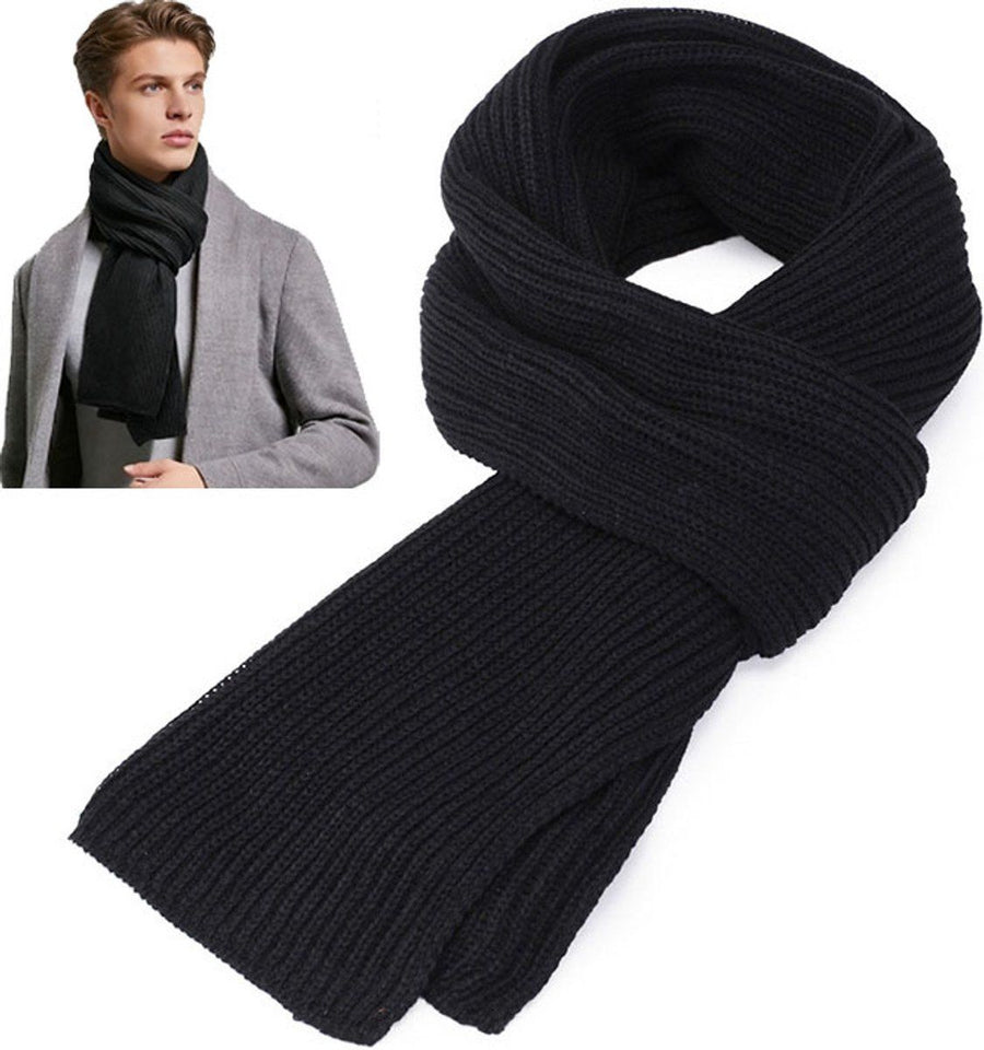 Scarf, Knitted Scarf for Women & Men, Luxury Scarves, Warm Winter Scarf, for Cold Weather, Travel and Daily Winter Wear, 165 x 30 cm, Black