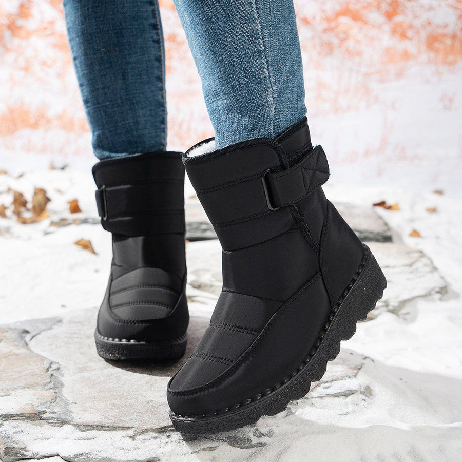 Women's Outdoor Snow Boots, Waterproof Warm Winter Boots with Fleece Lining and Non-Slip Sole for Cold Weather Walking, Size 38, Black