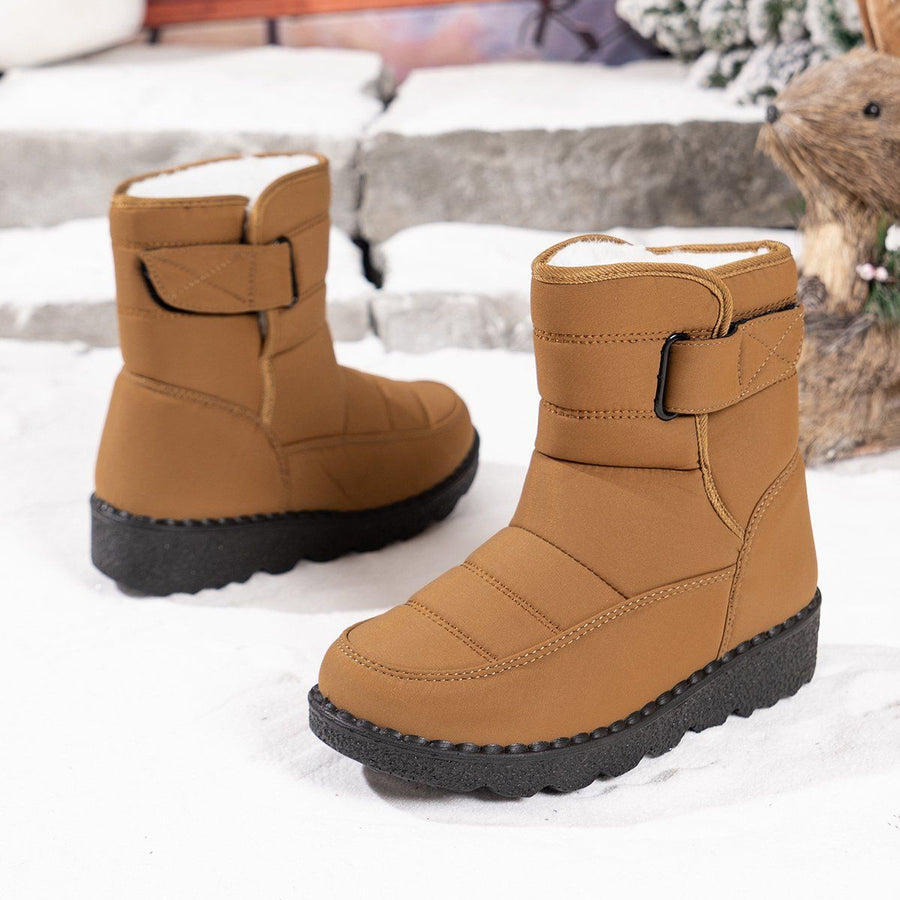 Women's Waterproof Snow Boots, Warm Fleece-Lined Winter Boots with Non-Slip Outdoor Sole for Cold Weather Walking, Size 37, Turmeric