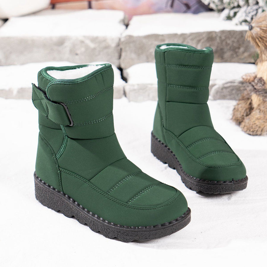 Women's Waterproof Snow Boots, Warm Fleece-Lined Winter Boots with Non-Slip Outdoor Sole for Cold Weather Walking, Size 41, Green