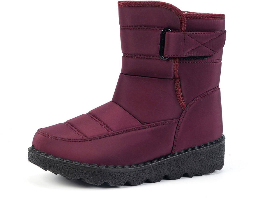 Women's Waterproof Snow Boots, Warm Fleece-Lined Winter Boots with Non-Slip Outdoor Sole for Cold Weather Walking, Size 40, Claret