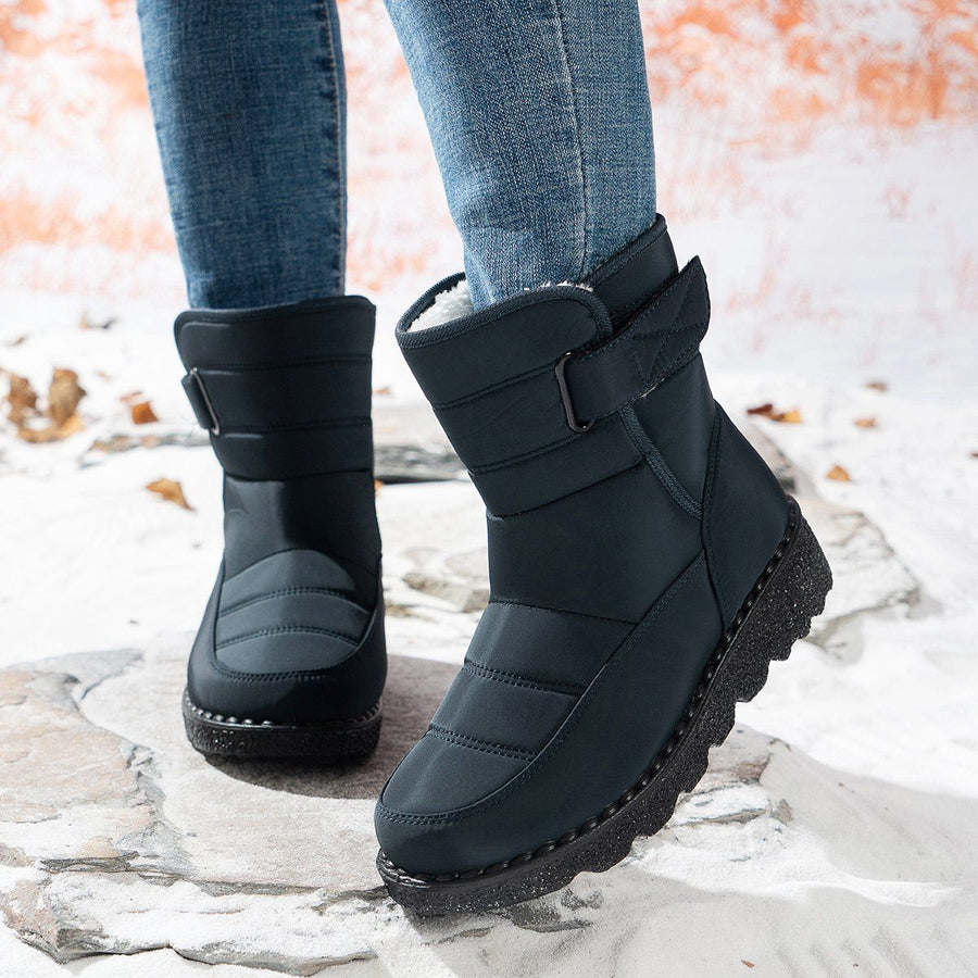 Women's Waterproof Snow Boots, Warm Fleece-Lined Winter Boots with Non-Slip Outdoor Sole for Cold Weather Walking, Size 38, Dark Blue