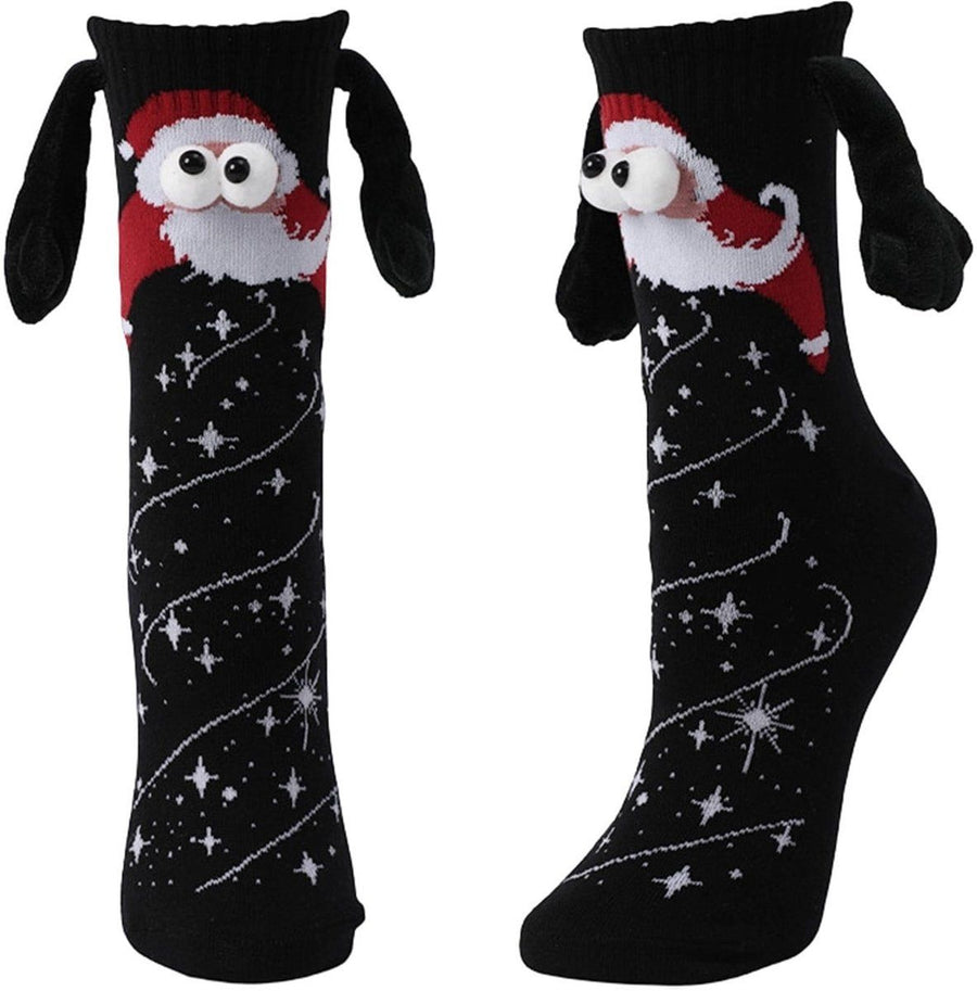 1 Pair, Socks, Magnetic hand-holding socks, with magnetic hands, Unisex, 35-43, for Cold Weather, Travel and Daily Winter Wear, Black