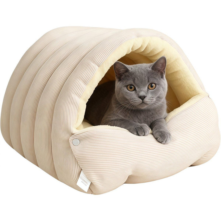 Cat Basket, Cat House, Cat Bed, Puppy Bed Cave, Nest-shaped Crate, for Daily Pet Care and Home Use, 45 x 30 x 19 cm, Beige