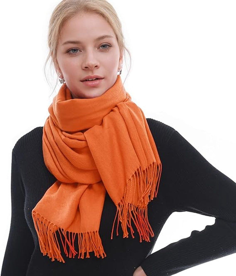 Scarf, Neck Warmer, Winter Scarf, Women's Woven Scarf, Ladies' Scarf, for Cold Weather, Travel and Daily Winter Wear, 70 x 200 cm, Orange