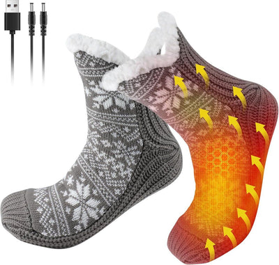 Electric Heated Foot Warmers for Winter, Soft Plush Foot Warmers with Non-Slip Sole, for Home, Travel and Daily Use, USB