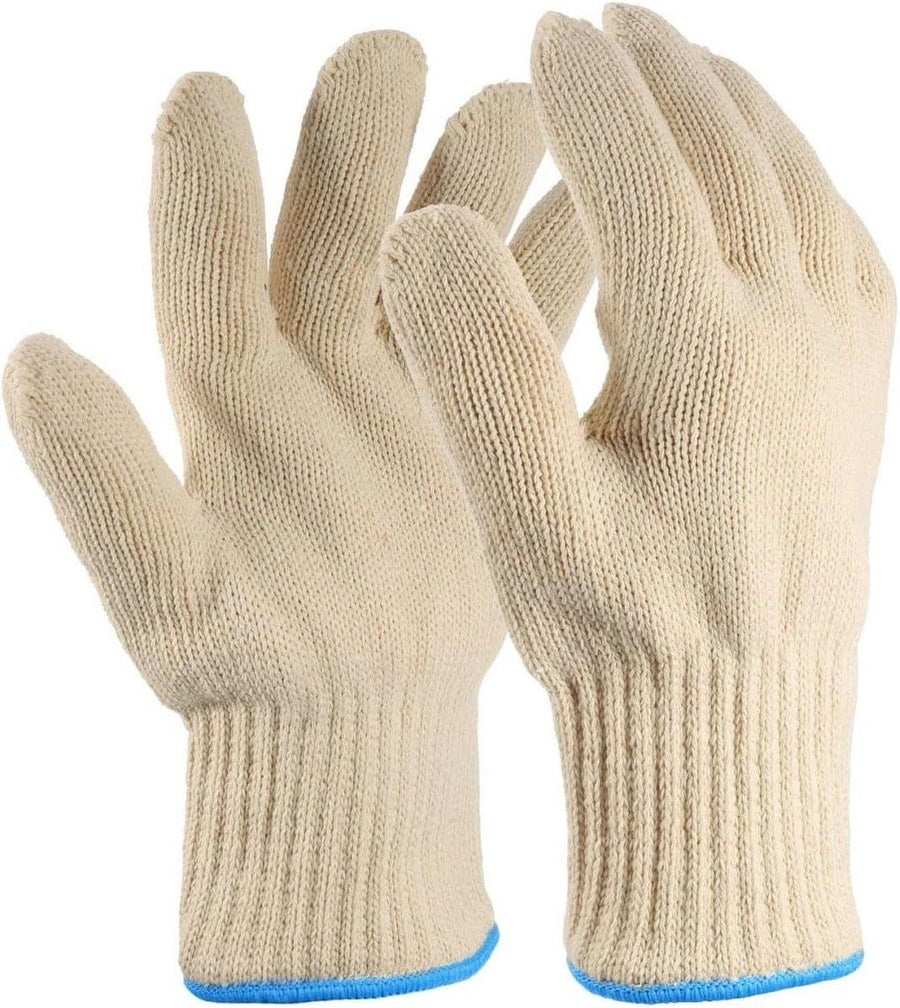 1 Pair, BBQ gloves, Oven mitts, Thickened thighs, Heat resistant, Thickened knitted cotton, for Cold Weather, Travel and Daily Winter Wear, White