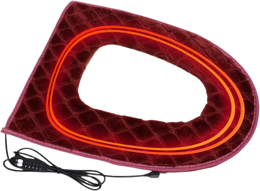 Heated Toilet Seat, 5-Step Adjustable Heating, With Timer, Plug-in Design, Heated Toilet Seat for Winter, USB, Burgundy
