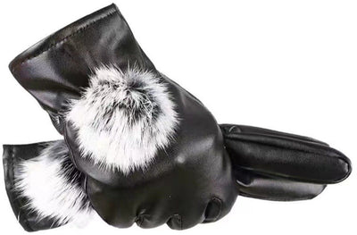 Warm winter gloves, Cycling gloves, Touchscreen gloves, Women's winter gloves, Windproof and warm leather, Black