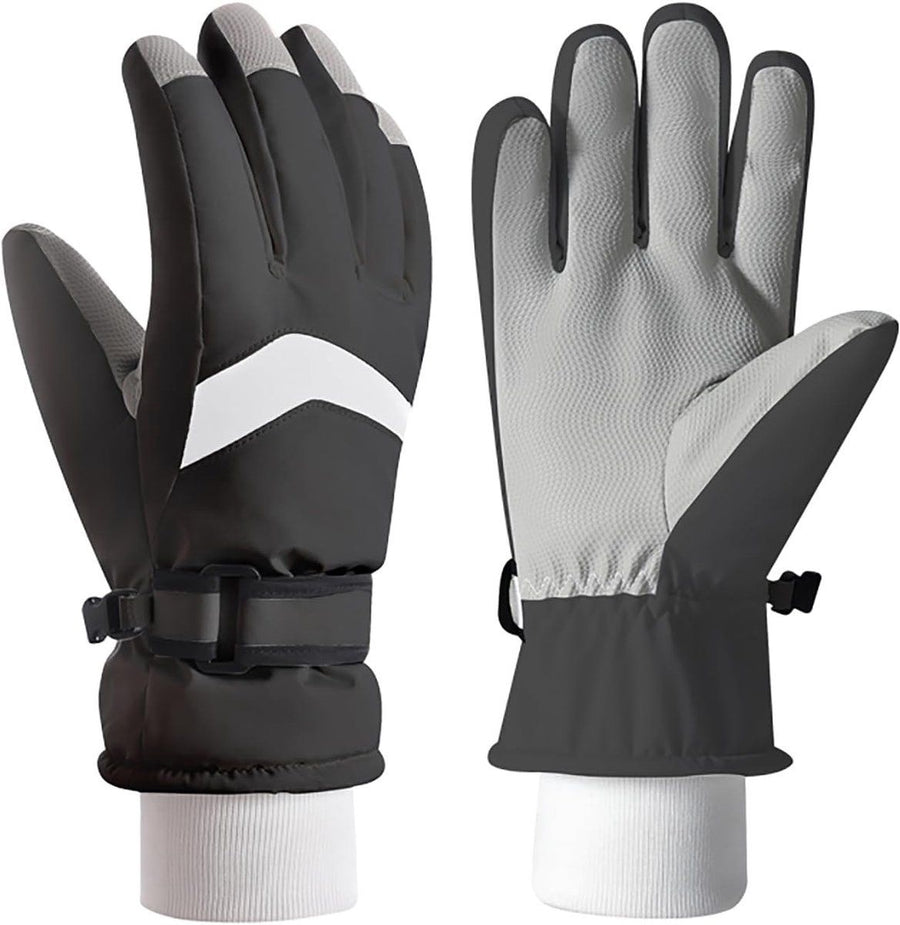 Kids Waterproof Ski Gloves, Windproof Winter Snow Gloves with Touchscreen Fingers for Boys Aged 9-12, Size L, Black