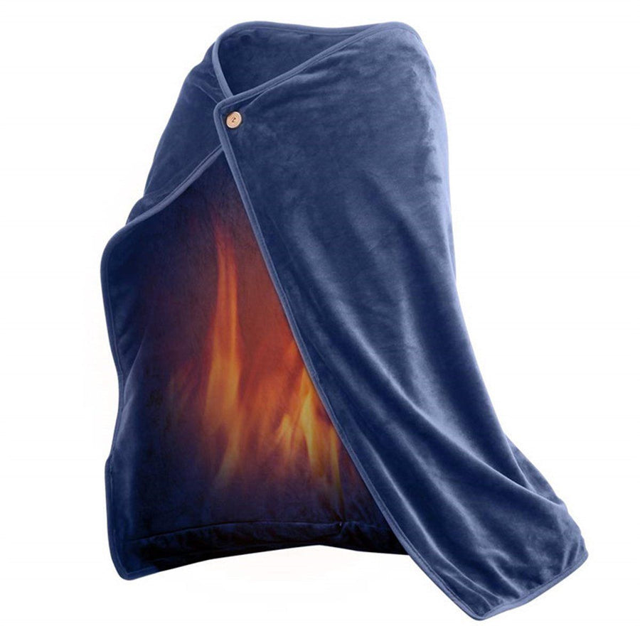 Heating Pad, Electric Top Blanket, Rechargeable Heated Blanket, Battery Operated Heated Blanket, Single Wrap, 100 x 70 cm, USB, Blue