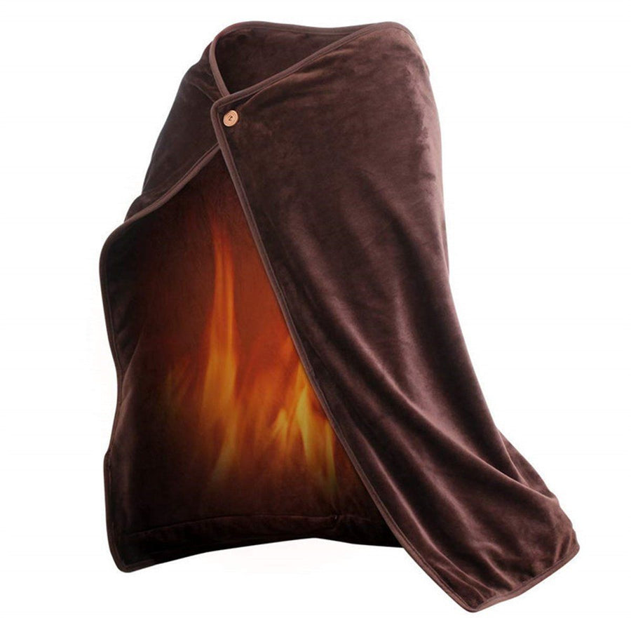 Heating Pad, Electric Top Blanket, Rechargeable Heated Blanket, Battery Operated Heated Blanket, Single Wrap, 100 x 70 cm, USB, Brown