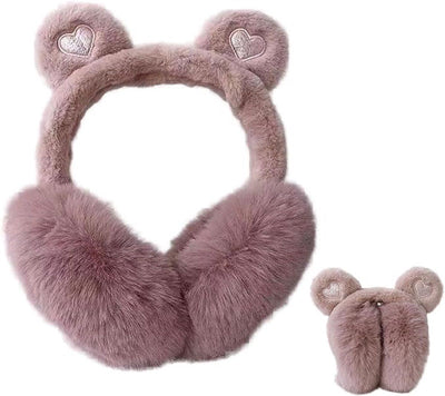 Thermal earmuffs for children, soft winter earmuffs, for girls, Bear ears, for Cold Weather, Travel and Daily Winter Wear