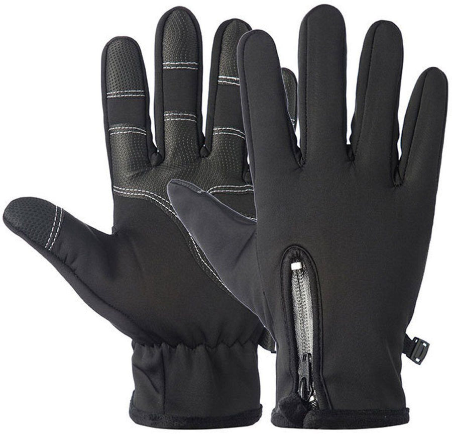 Touchscreen Winter Gloves, Windproof Warm Leather Cycling Gloves for Men and Women, Outdoor Riding and Daily Cold Weather Use, Size L, Black
