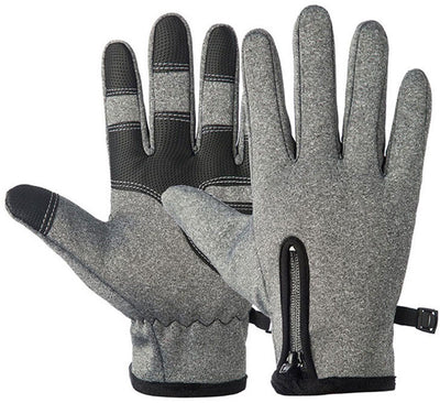 Touchscreen Winter Gloves, Windproof Warm Leather Cycling Gloves for Men and Women, Outdoor Riding and Daily Cold Weather Use, Size XL, Grey