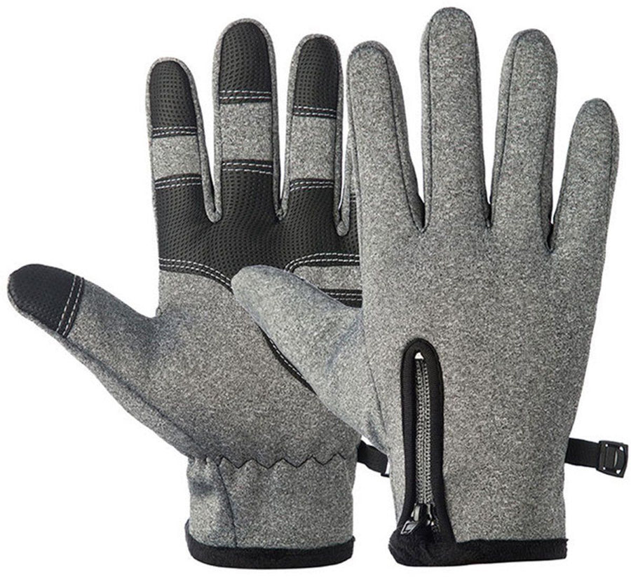 Touchscreen Winter Gloves, Windproof Warm Leather Cycling Gloves for Men and Women, Outdoor Riding and Daily Cold Weather Use, Size XL, Grey