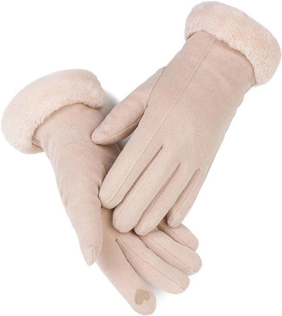Winter Touchscreen Gloves for Women, Warm Windproof Gloves, for Cycling, Motorcycling, Scootering, Soft Warm Design for Indoor and Outdoor Use, Beige