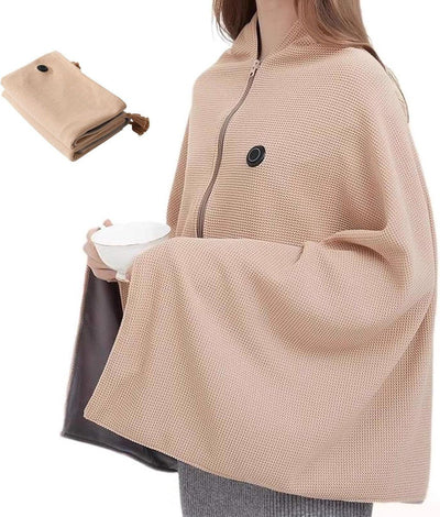 Heated Scarf, Heated Blanket, Portable Hooded Scarf, Soft Zippered Scarf for Women, Three Heating Levels, 150 x 80 cm, USB