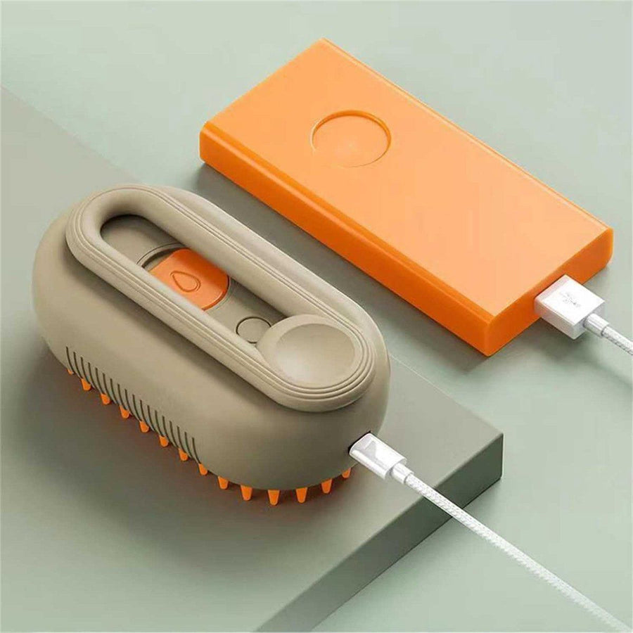 Cat Comb, Dog Brush for Long Hair, 3-in-1 Steam Detangling Brush for Cats and Dogs, Reduces Loose Hair, Coffee