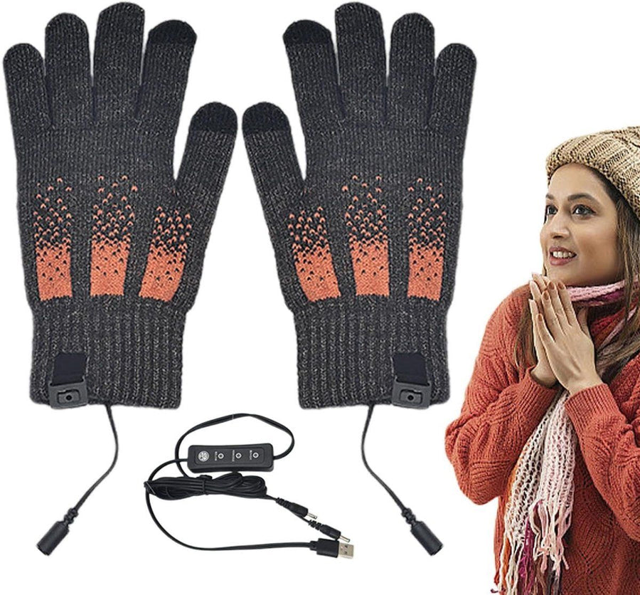 Heated Gloves, Electric Gloves, Winter Warm Cycling Gloves, Level 3 Warm Ski Gloves, 23 x 13 x 8 cm, USB, Grey