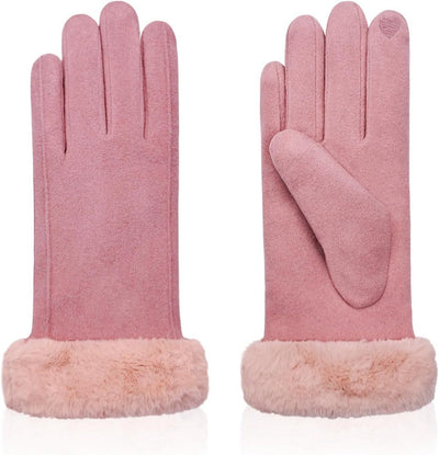 Winter Gloves, windproof gloves, Warm winter gloves for women, Fleece-lined gloves, Thermal touchscreen, 20 x 23 cm, Pink