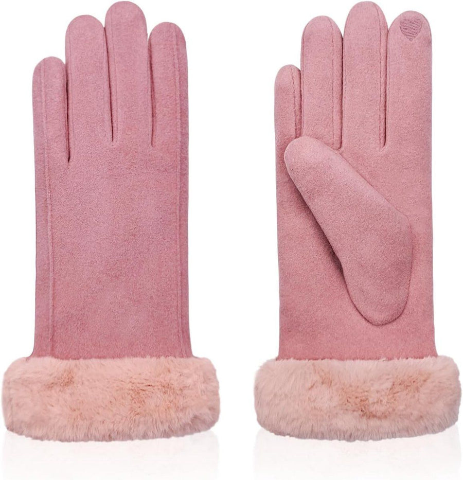 Winter Gloves, windproof gloves, Warm winter gloves for women, Fleece-lined gloves, Thermal touchscreen, 20 x 23 cm, Pink