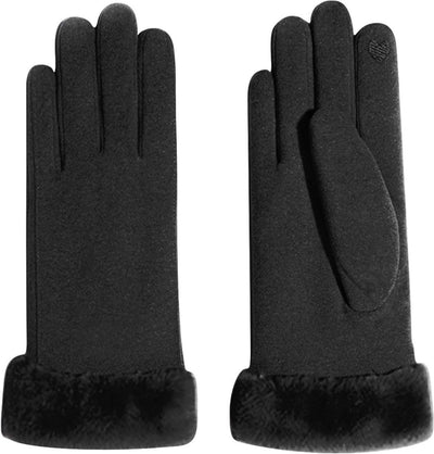 Winter Gloves, Windproof Gloves, Warm Winter Gloves for Women, Fleece-Lined Gloves, Thermal Touchscreen, 20 x 23 cm, Black