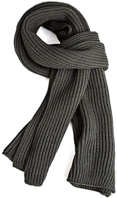 Knitted Scarf, Warm Winter Scarf, Women's Scarf, Solid Scarf, Long Scarf, for Cold Weather, Travel and Daily Winter Wear, 185 x 30 cm, Grey