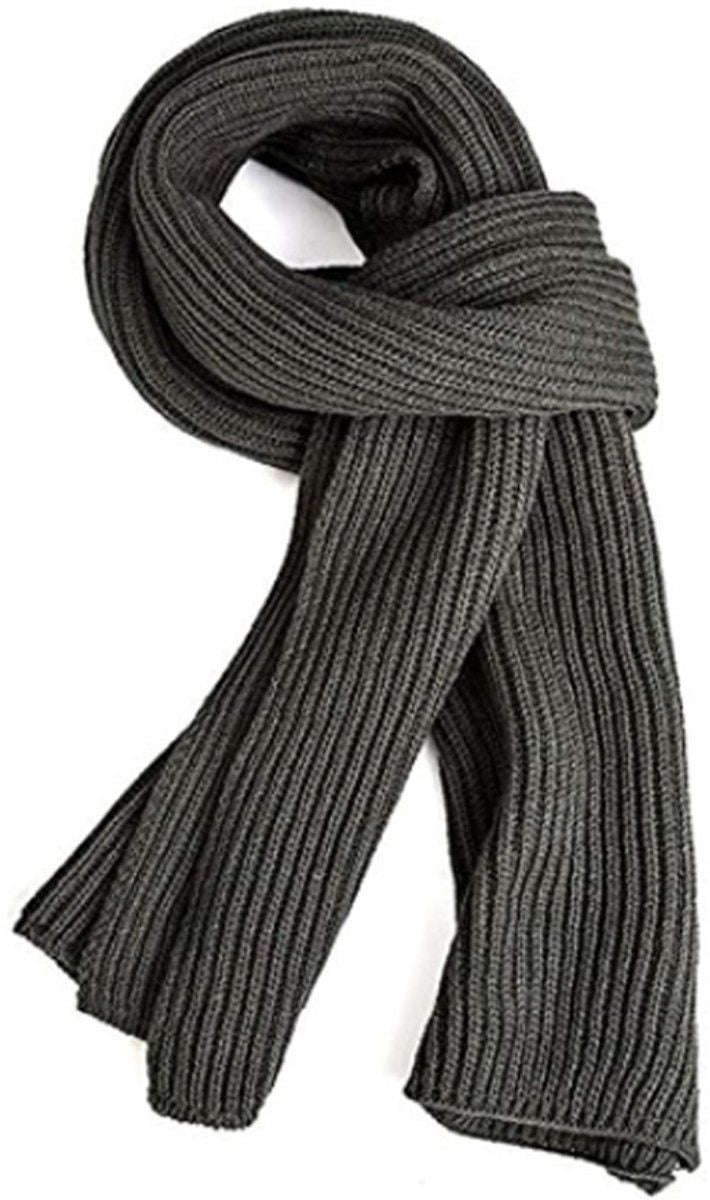 Knitted Scarf, Warm Winter Scarf, Women's Scarf, Solid Scarf, Long Scarf, for Cold Weather, Travel and Daily Winter Wear, 185 x 30 cm, Grey