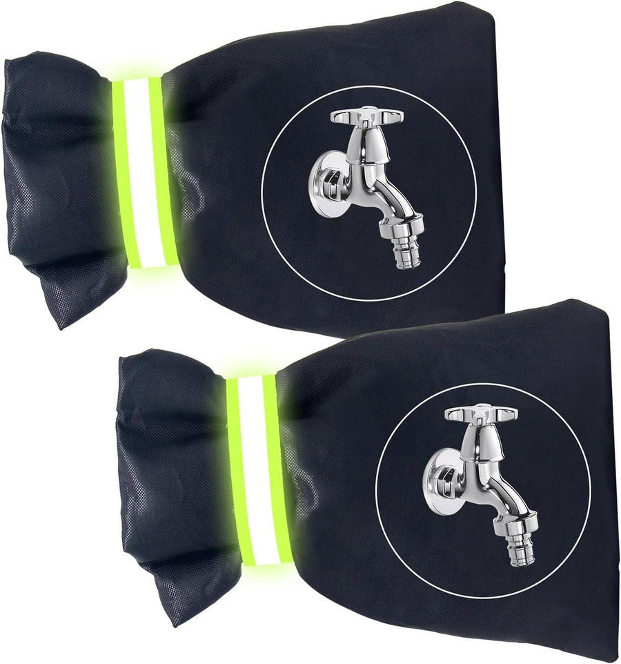 2 Pieces, Frost Protection Cover for Outdoor Taps, Reflective Anti-Freeze Faucet Covers for Winter Garden Use, 20x15 cm, Black