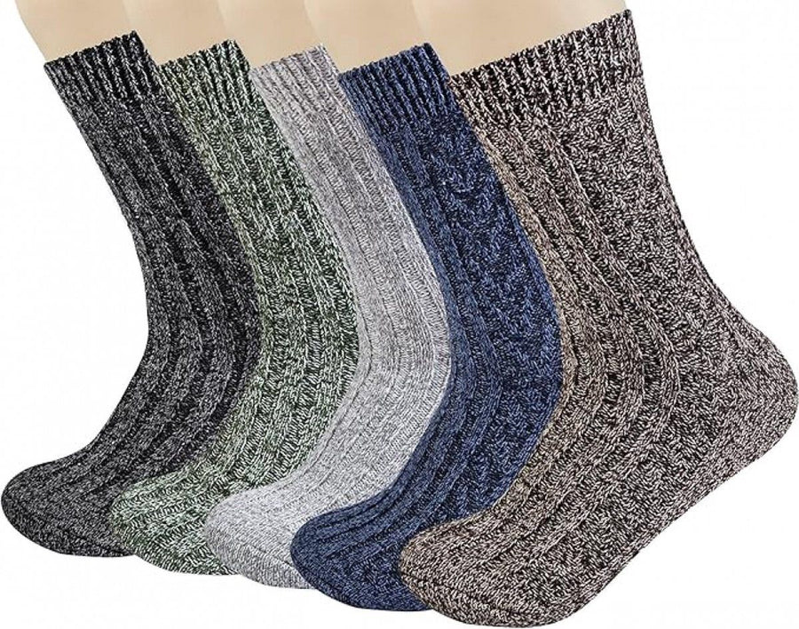 5 Pairs, Women's Wool House Socks, Non-Slip Warm Winter Floor Socks for Home, Bedroom and Cold Weather Indoor Wear, Size 41-45